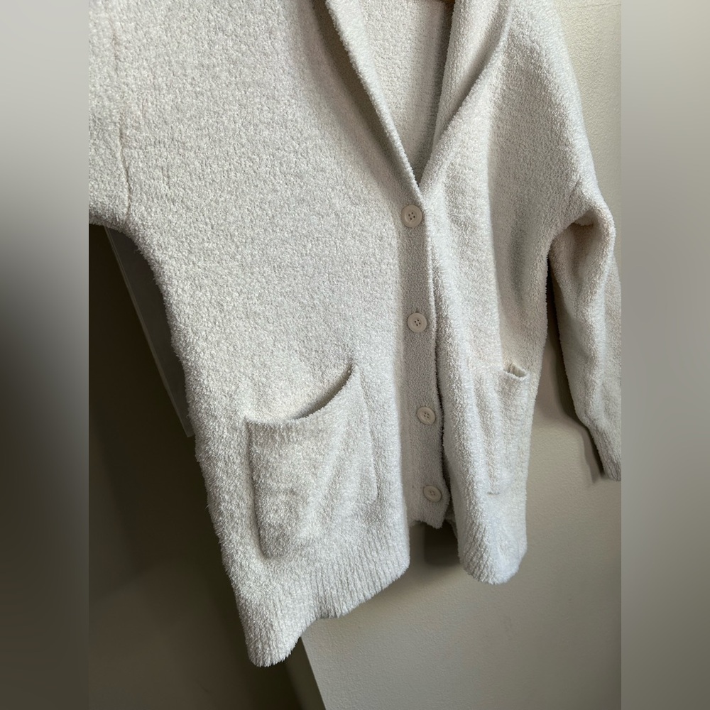 Aerie White Plush Sherpa Soft Cozy Fuzzy Button Front Cardigan Size M Medium - Picture 4 of 7